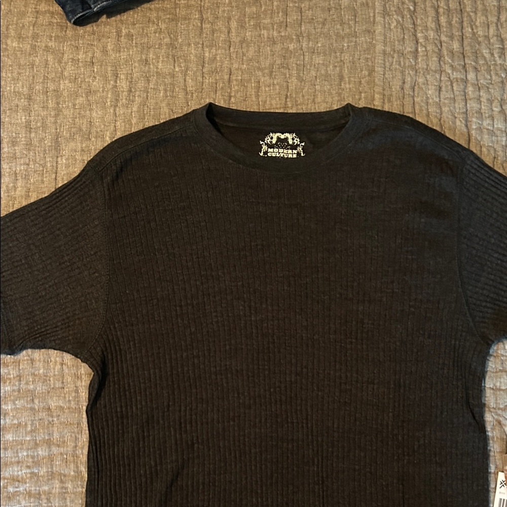 Classic Black Ribbed Men's Tee
